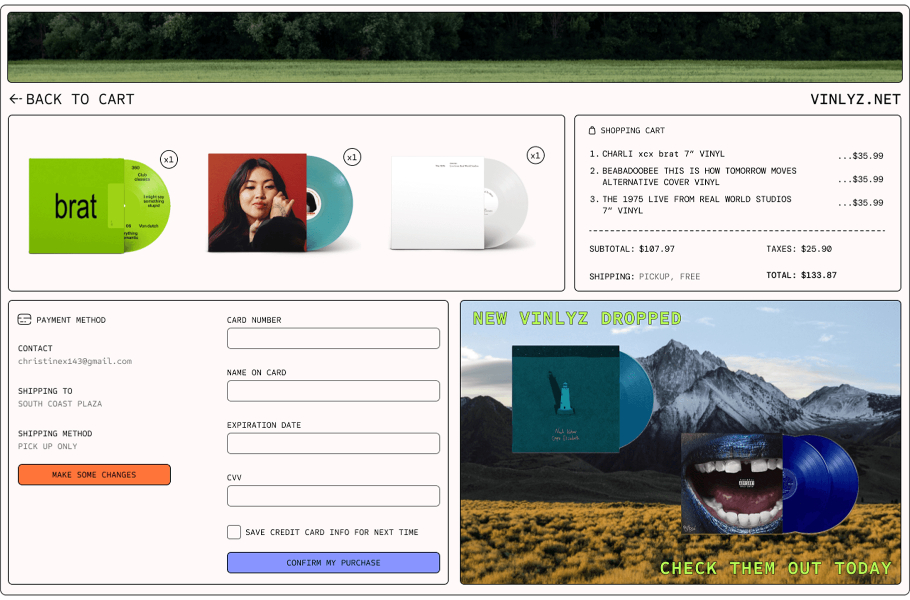Vinyl E-commerce site